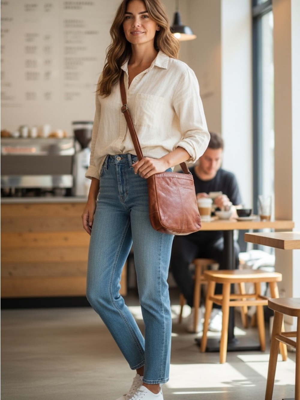 Classic Brown Leather Crossbody Bag with Adjustable Strap - Picture 2 of 9
